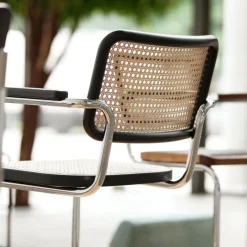 S 64 V Freischwinger Armlehnstuhl mit Rohrgeflecht 4er Set