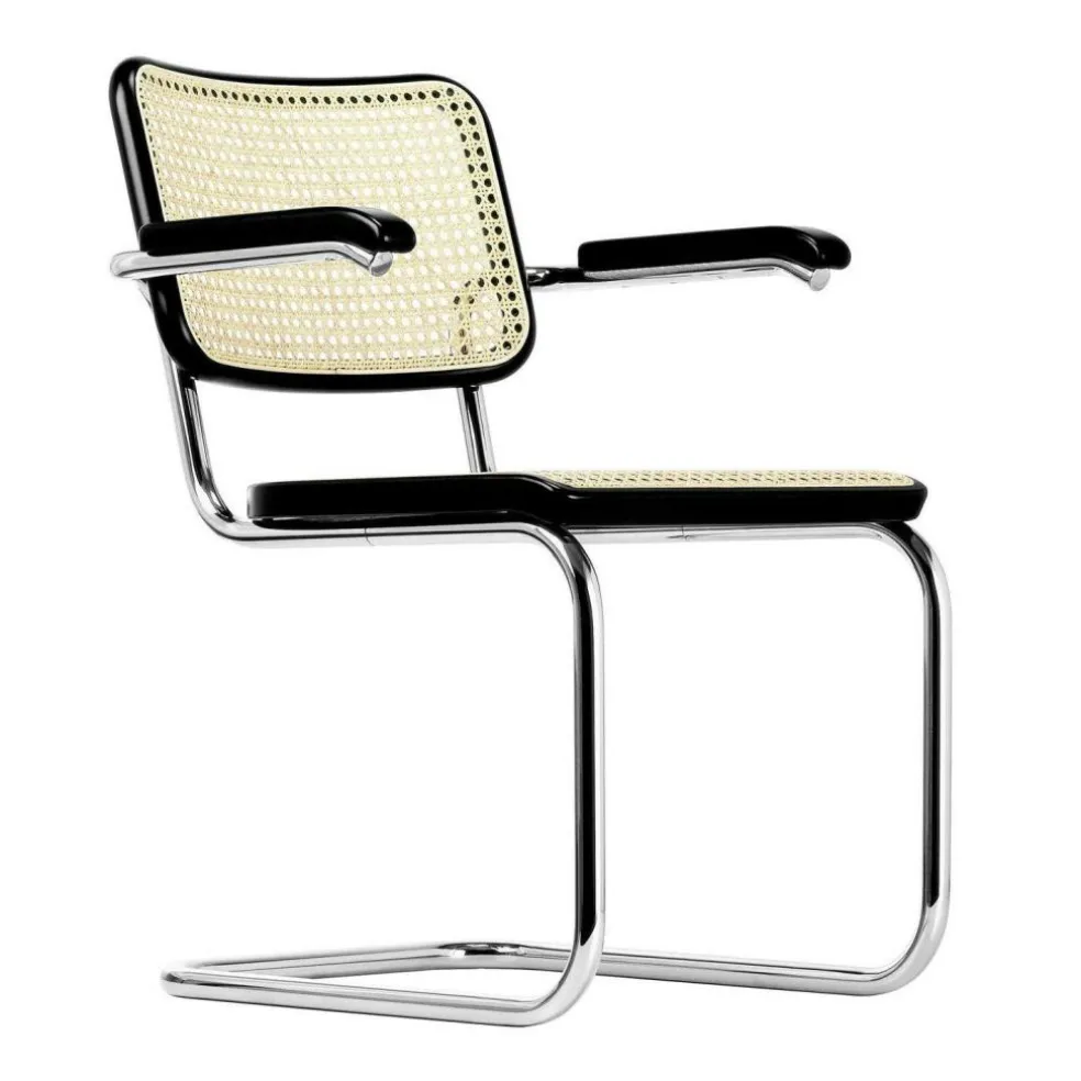 S 64 V Freischwinger Armlehnstuhl mit Rohrgeflecht