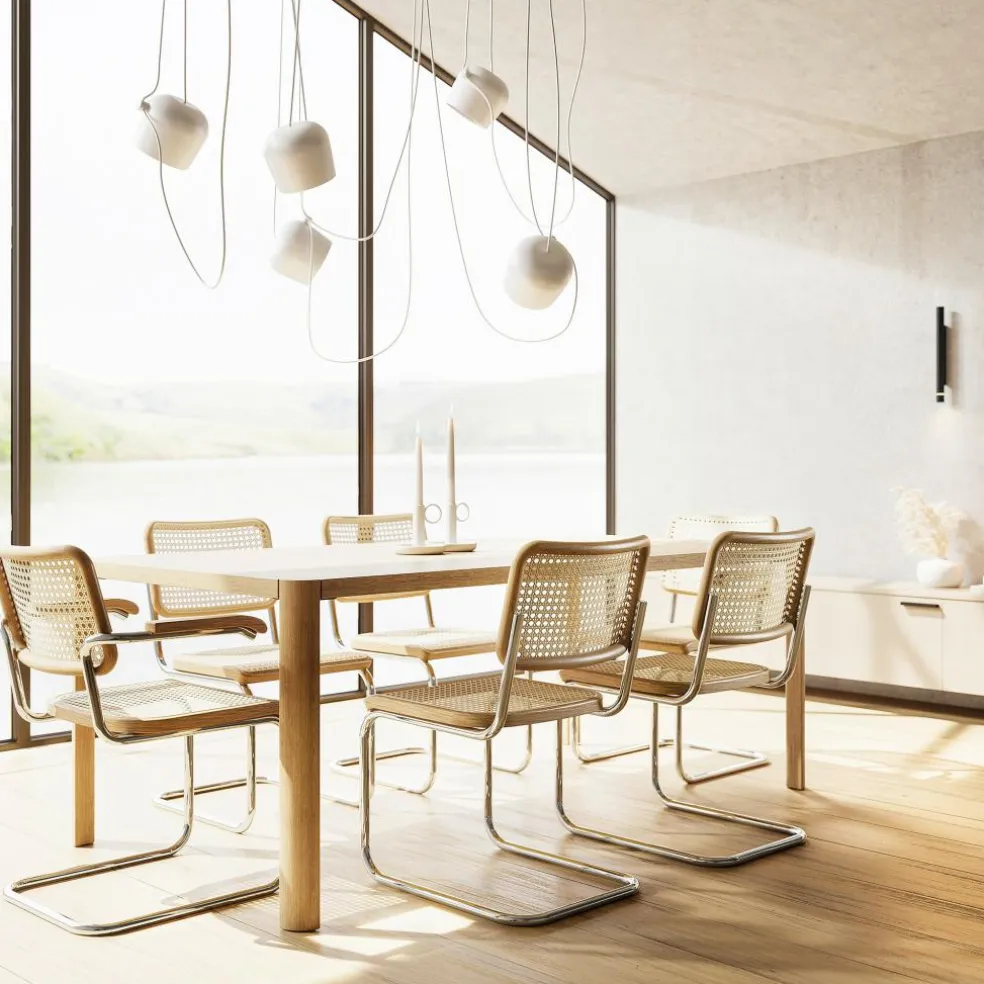 S 64 V Freischwinger Armlehnstuhl mit Rohrgeflecht