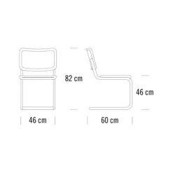 S 64 V Freischwinger Armlehnstuhl mit Rohrgeflecht Dark Melange Gestell verchromt
