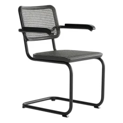 S 64 V Freischwinger Armlehnstuhl mit Rohrgeflecht Dark Melange