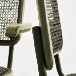 S 64 V Freischwinger Armlehnstuhl mit Rohrgeflecht Dark Melange