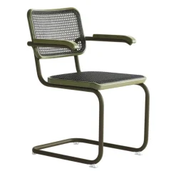 S 64 V Freischwinger Armlehnstuhl mit Rohrgeflecht Dark Melange