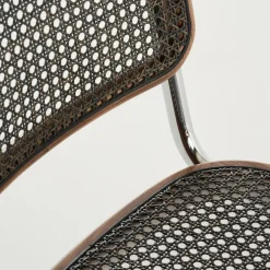 S 32 V Freischwinger Stuhl mit Rohrgeflecht Dark Melange Gestell verchromt