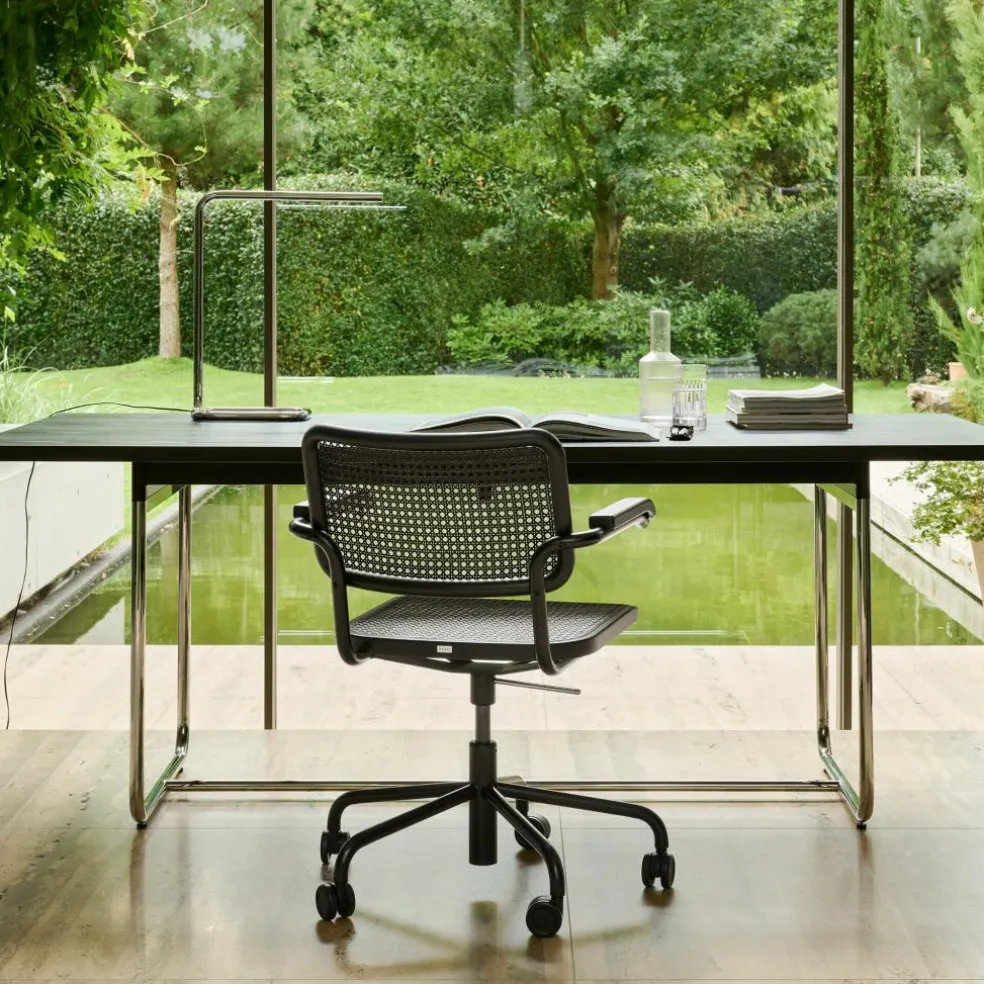 S 64 VDR Drehstuhl mit Rohrgeflecht Dark Melange