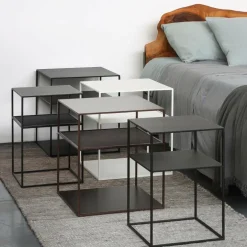 Slim Irony Triplet Beistelltisch 40x40cm mit Metallgitter