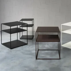 Slim Irony Triplet Beistelltisch 40x40cm mit Metallgitter