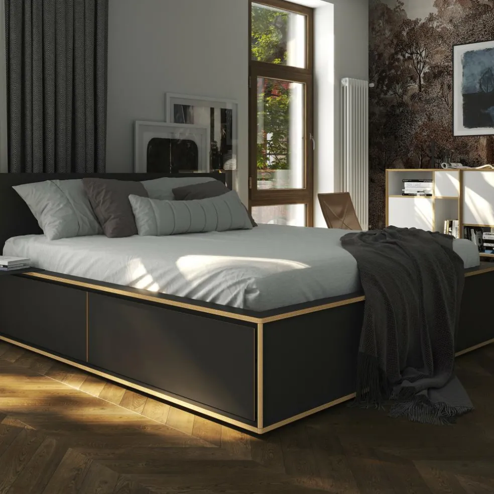 Spaze Doppelbett mit hohem Kopfteil 160x200cm