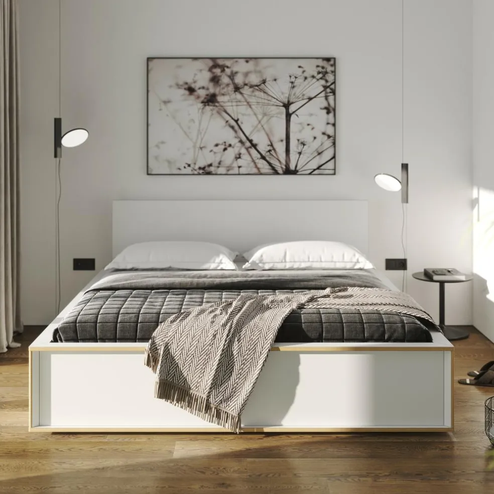 Spaze Doppelbett mit hohem Kopfteil 160x200cm