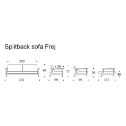 Splitback Frej Schlafsofa Eiche 232x99cm