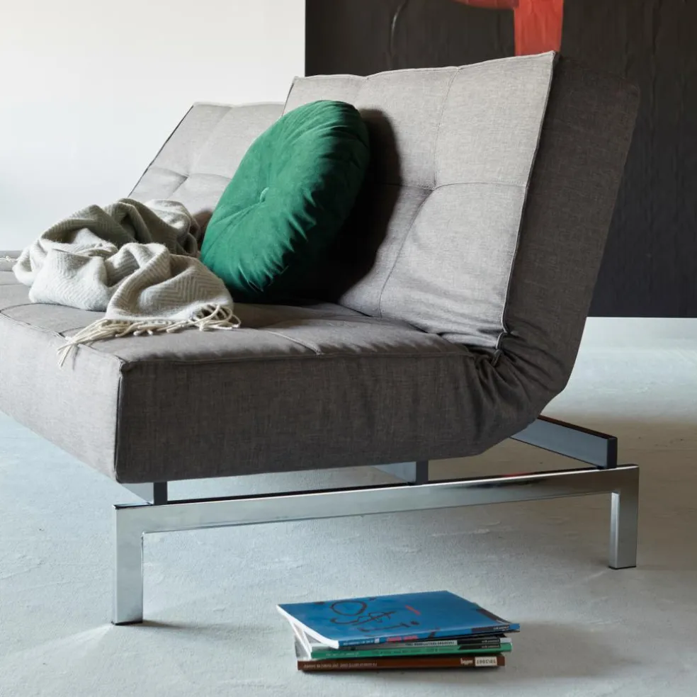 Splitback Schlafsofa Chrom 210x89cm
