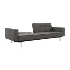 Splitback Schlafsofa mit Armlehnen Chrom 241x89cm