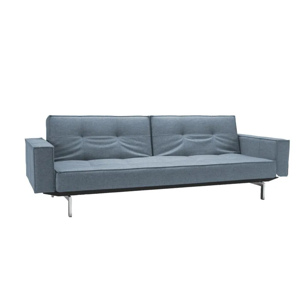 Splitback Schlafsofa mit Armlehnen Chrom 241x89cm