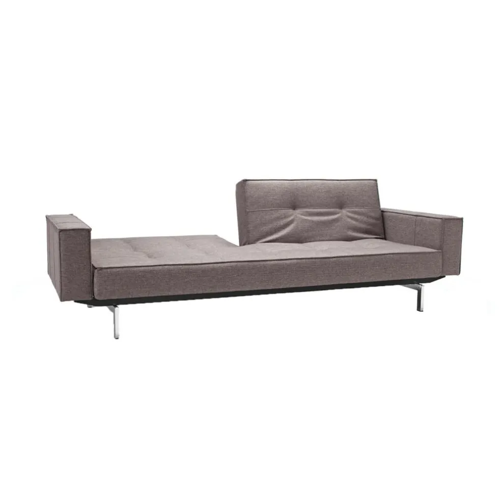 Splitback Schlafsofa mit Armlehnen Chrom 241x89cm