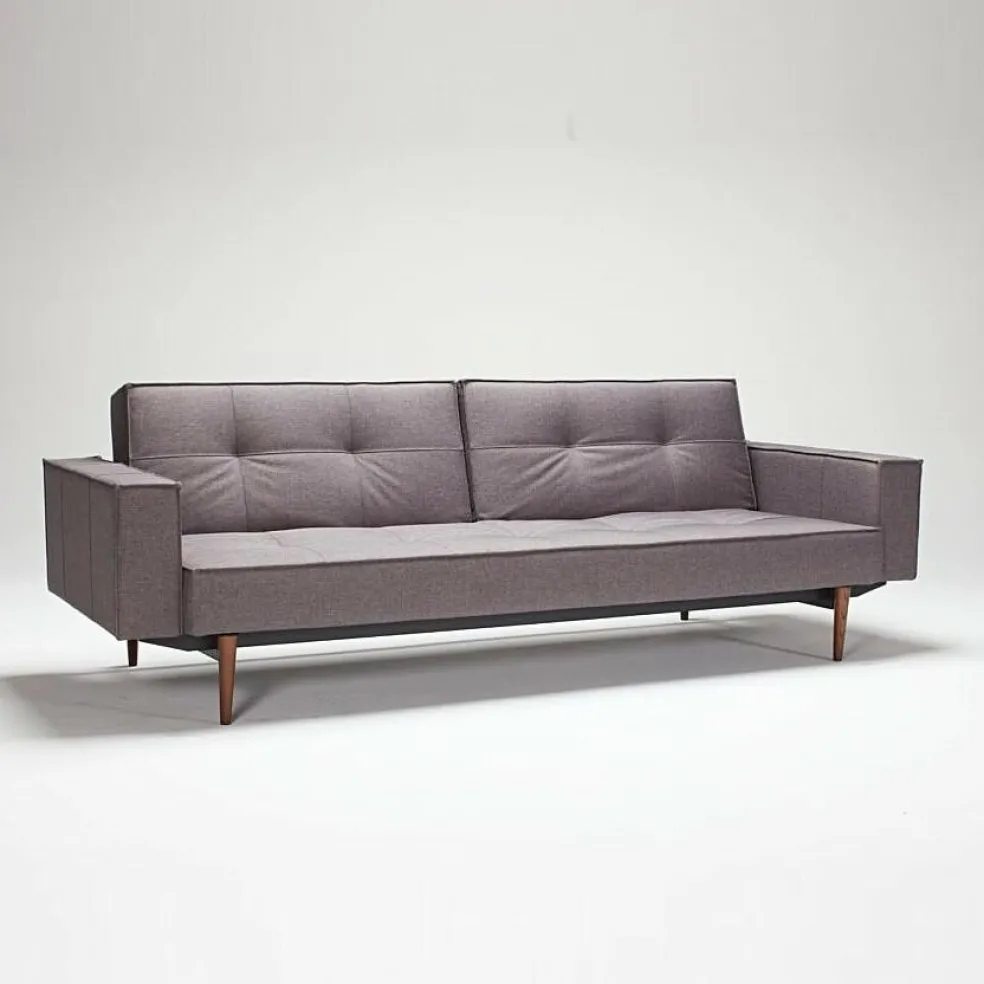 Splitback Styletto Schlafsofa mit Armlehnen Holz dunkel