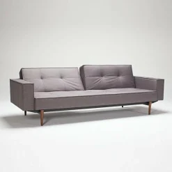 Splitback Styletto Schlafsofa mit Armlehnen Holz dunkel