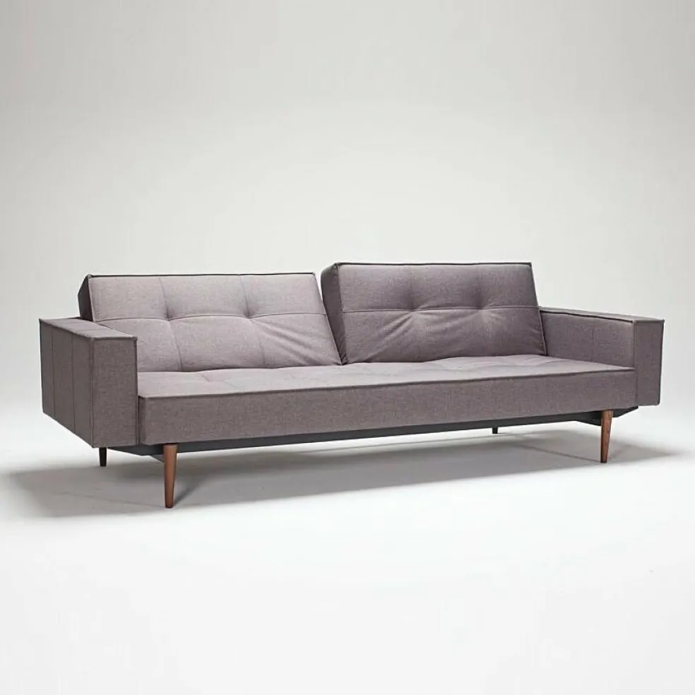 Splitback Styletto Schlafsofa mit Armlehnen Holz dunkel