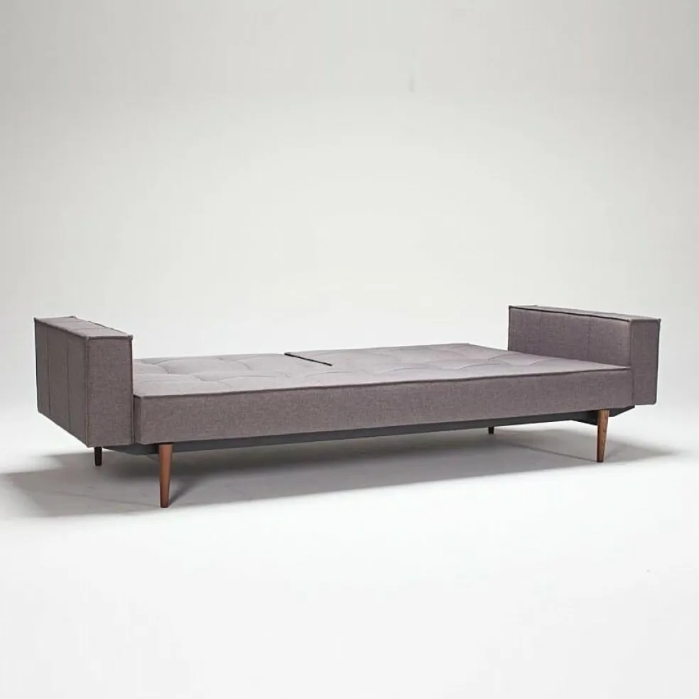 Splitback Styletto Schlafsofa mit Armlehnen Holz dunkel