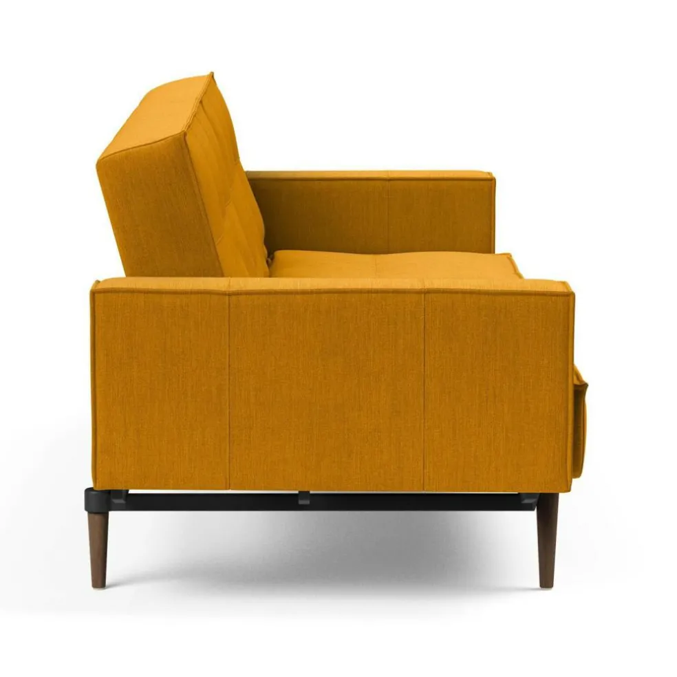 Splitback Styletto Schlafsofa mit Armlehnen Holz dunkel