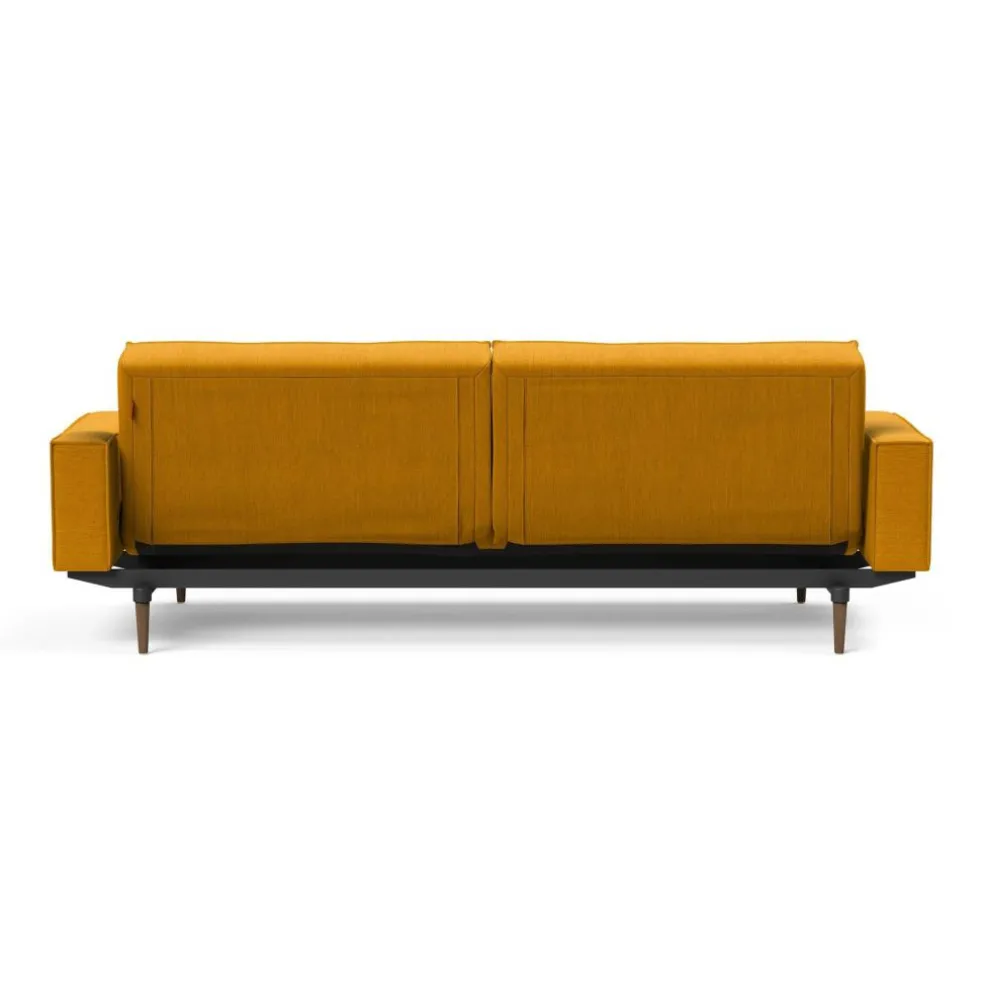 Splitback Styletto Schlafsofa mit Armlehnen Holz dunkel