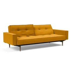 Splitback Styletto Schlafsofa mit Armlehnen Holz dunkel