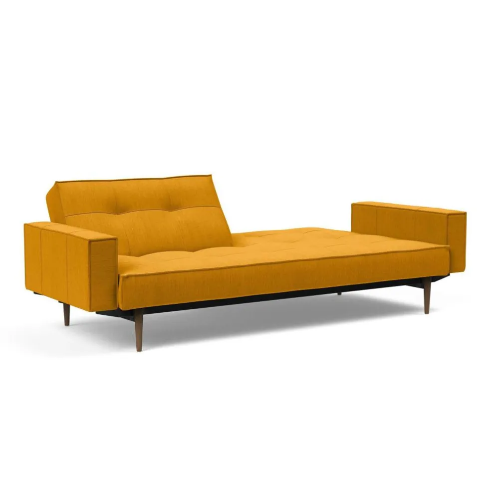 Splitback Styletto Schlafsofa mit Armlehnen Holz dunkel