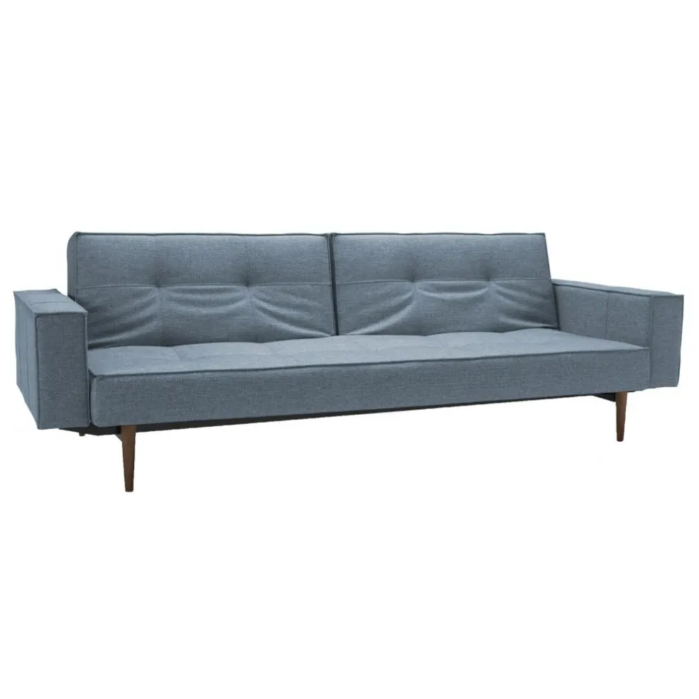 Splitback Styletto Schlafsofa mit Armlehnen Holz dunkel