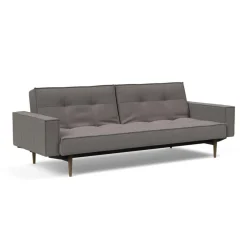 Splitback Styletto Schlafsofa mit Armlehnen Holz dunkel