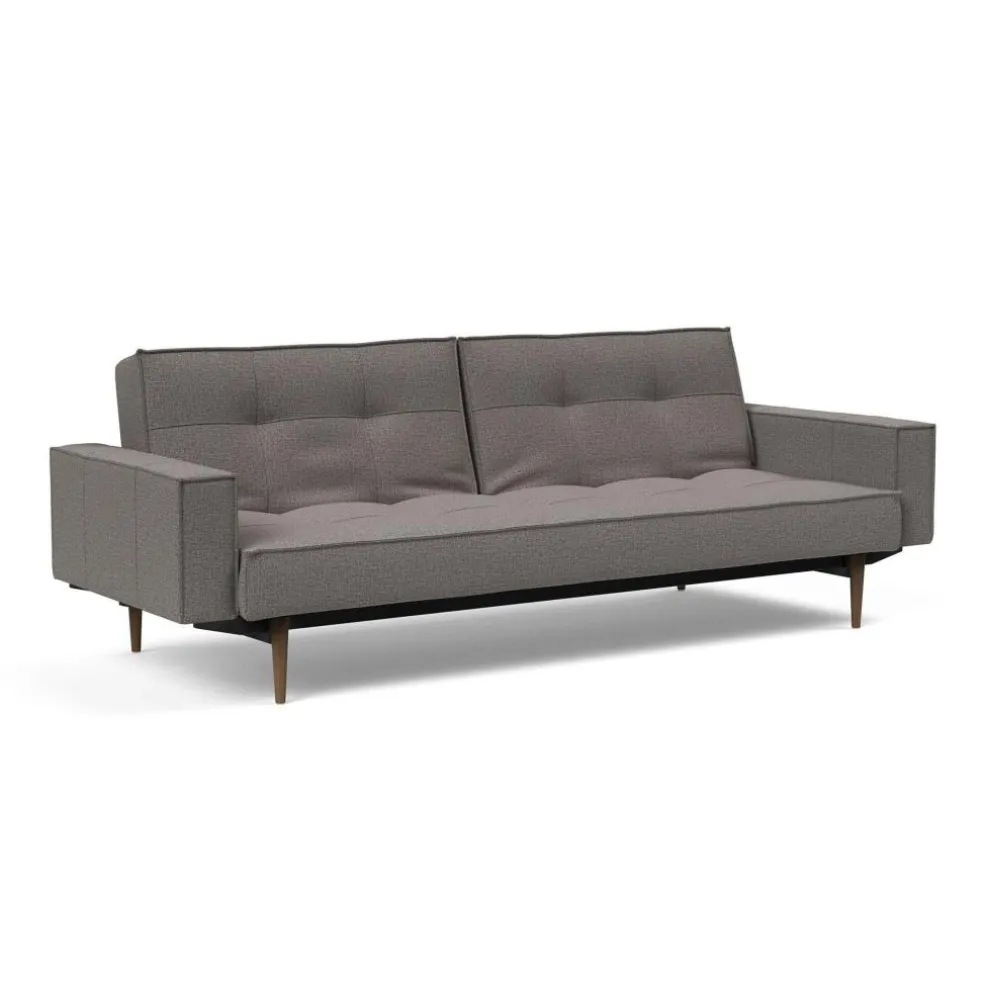 Splitback Styletto Schlafsofa mit Armlehnen Holz dunkel