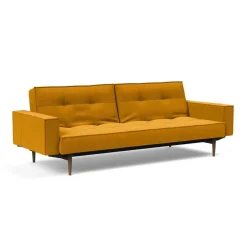 Splitback Styletto Schlafsofa mit Armlehnen Holz dunkel