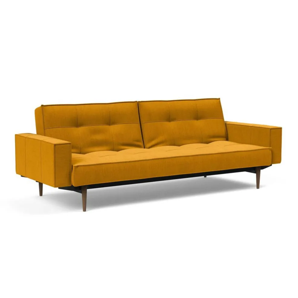 Splitback Styletto Schlafsofa mit Armlehnen Holz dunkel