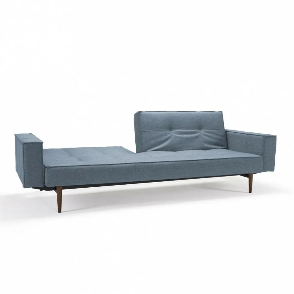 Splitback Styletto Schlafsofa mit Armlehnen Holz dunkel