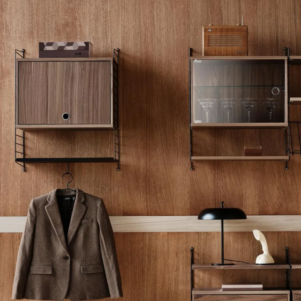 String System Vitrine mit Glasschwingtür 58x30cm