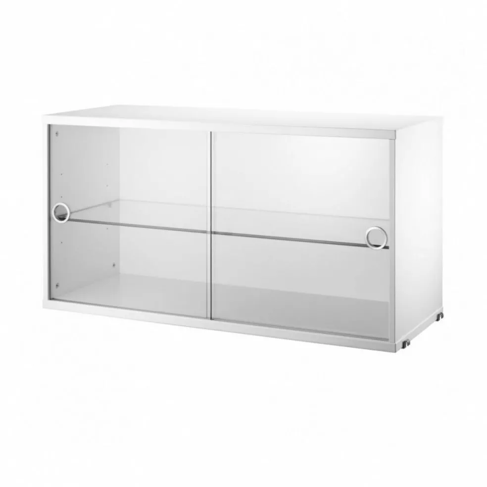 String System Vitrinenschrank mit Schiebtüren