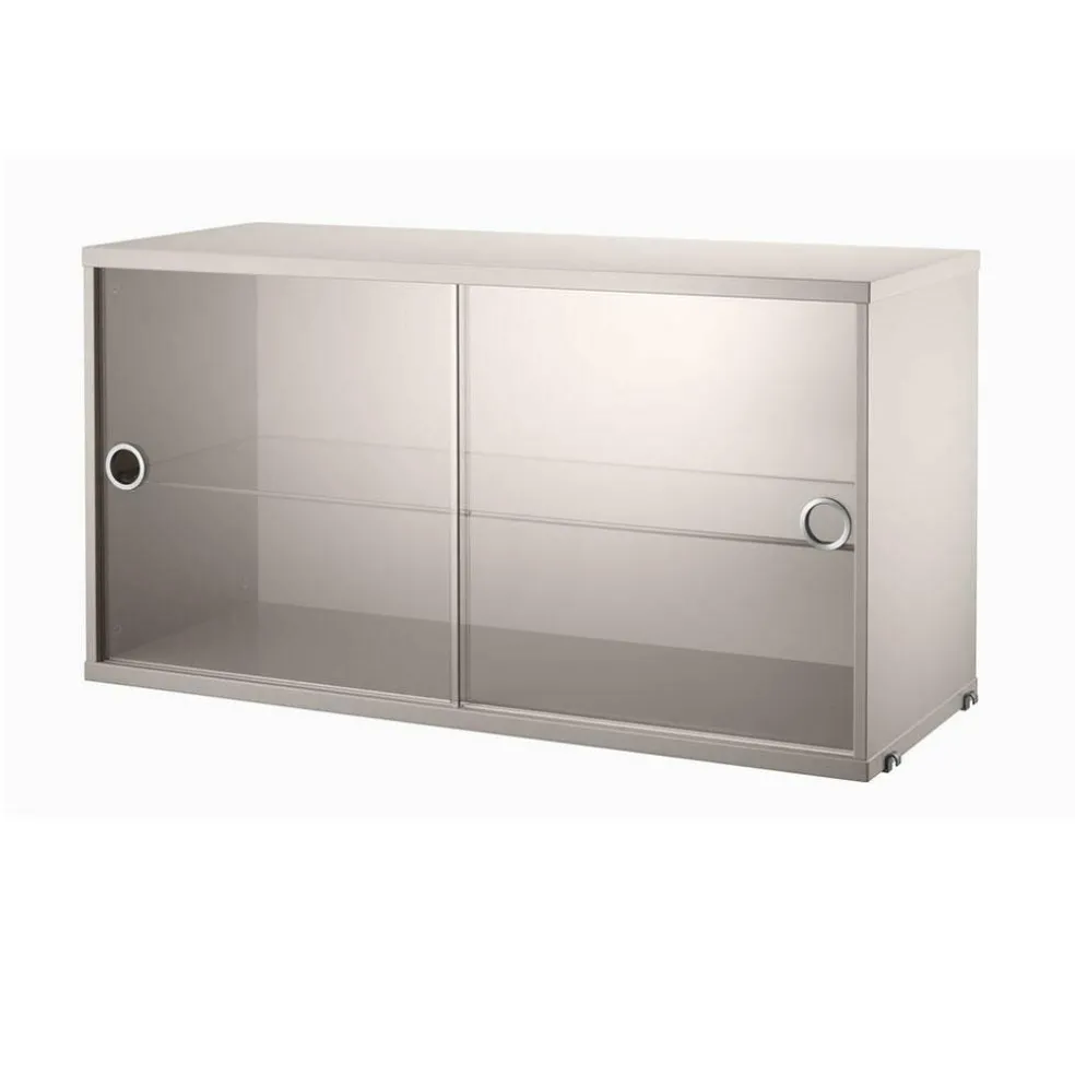 String System Vitrinenschrank mit Schiebtüren