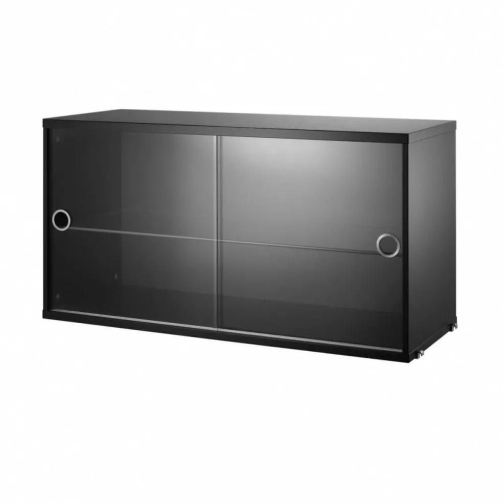 String System Vitrinenschrank mit Schiebtüren