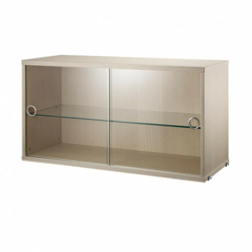 String System Vitrinenschrank mit Schiebtüren