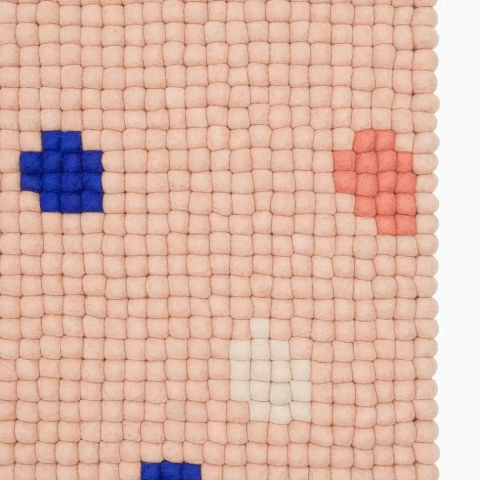 Terra Rose Filzkugelteppich rechteckig