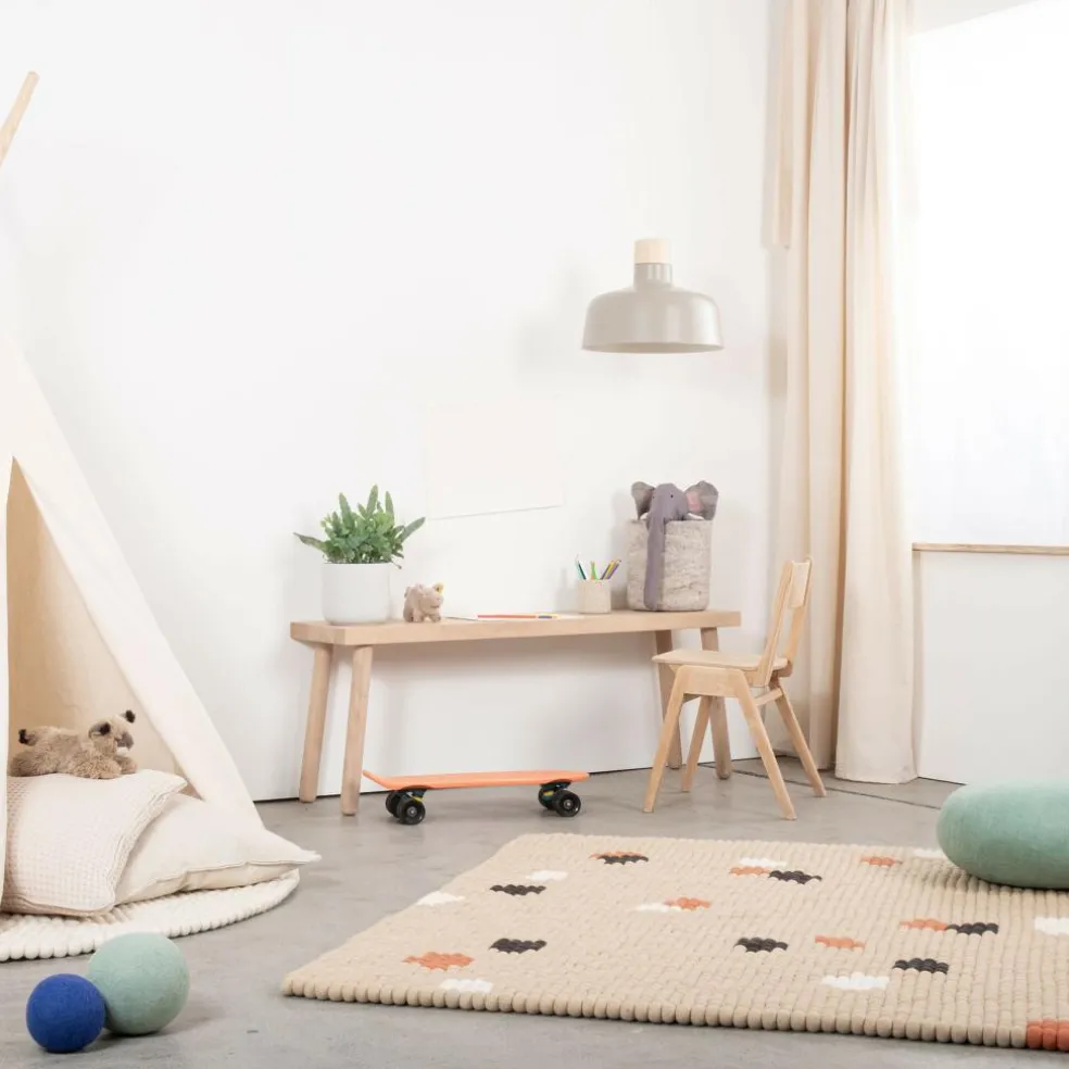 Terra Sand Filzkugelteppich rechteckig