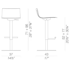 Thin S24 Barhocker Sitzfläche Eiche 54-79cm