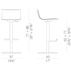 Thin S24 Barhocker Sitzfläche Leder 54-79cm