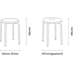 Tom Hocker Sitzfläche Eiche schwarz
