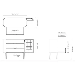 Treasures Kommode Eiche dunkel Wiener Geflecht