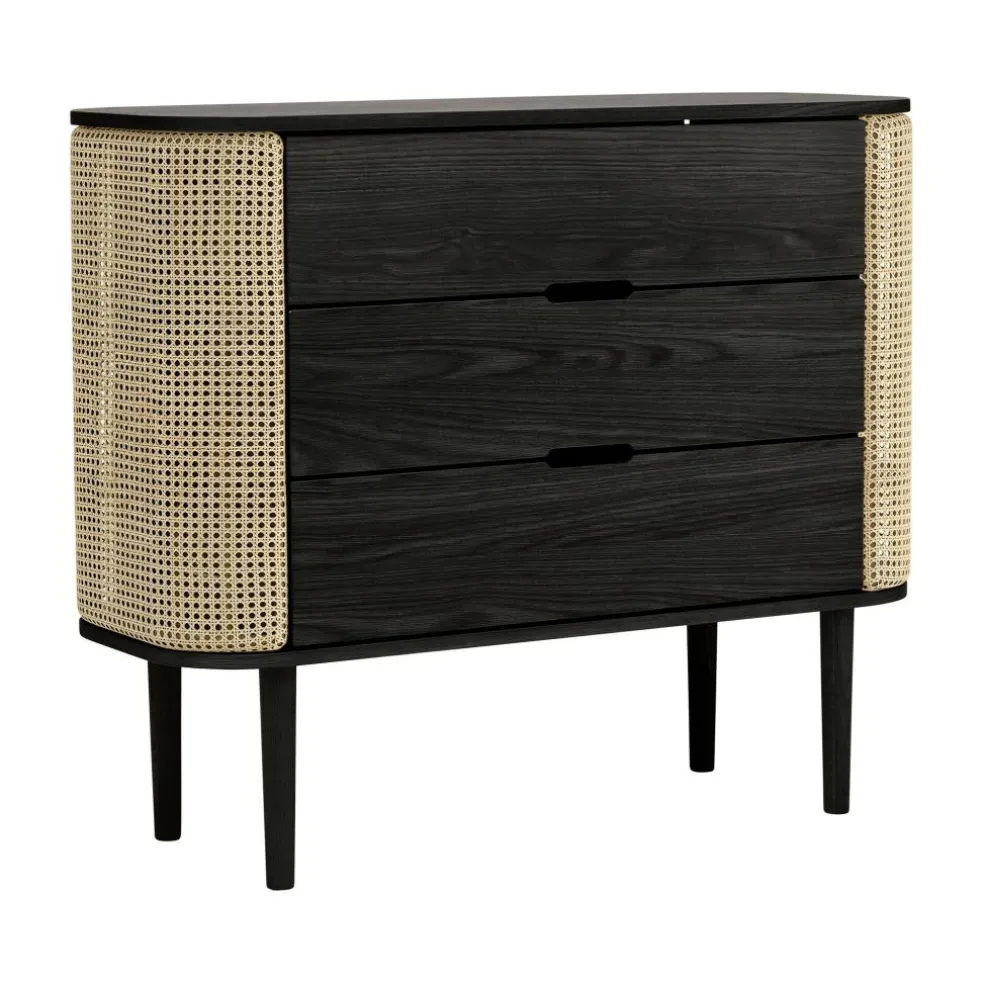 Treasures Kommode Eiche schwarz Wiener Geflecht
