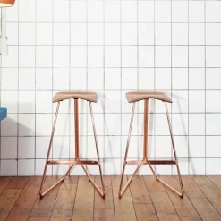 Triton Barhocker Leder Gestell Kupfer