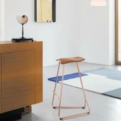 Triton Barhocker Leder Gestell Kupfer