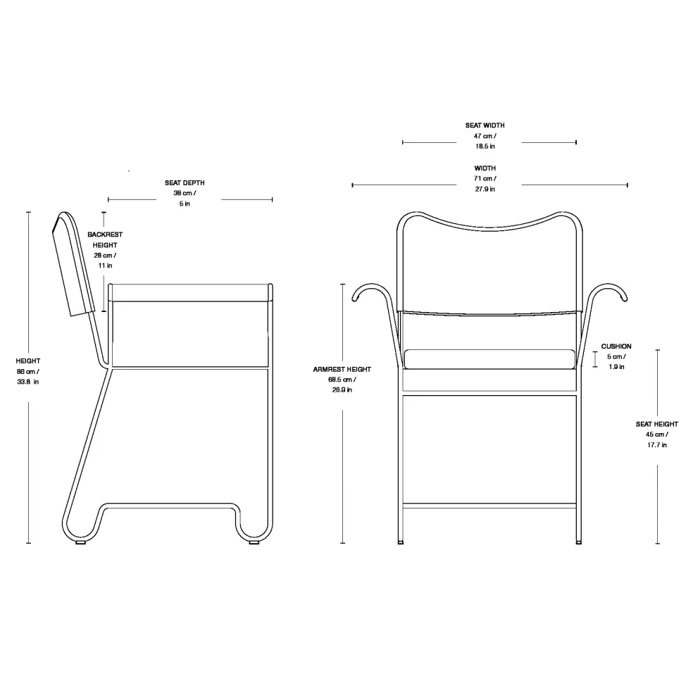 Tropique Outdoor Armlehnstuhl Gestell schwarz