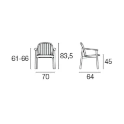 Twins Gartenarmlehnstuhl Teak mit Sitzkissen
