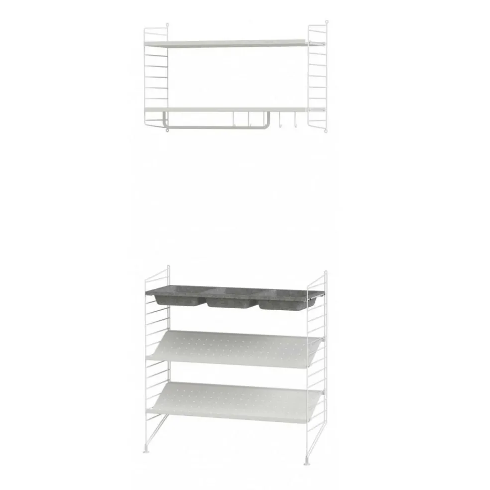 Wandgarderobe mit Schuhregal groß