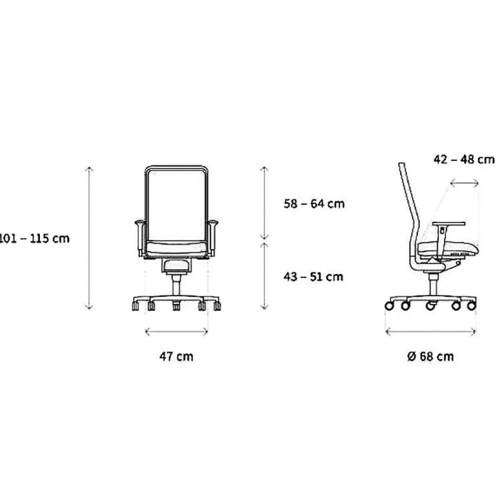 W1C Low Bürostuhl Rückenlehne Netz schwarz